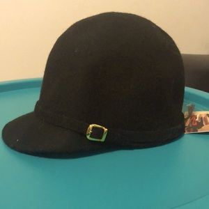 Black equestrian styled hat.